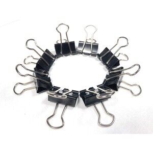 Set of 16 Binder Clips, Clamp for Paper l Easy to use - Black